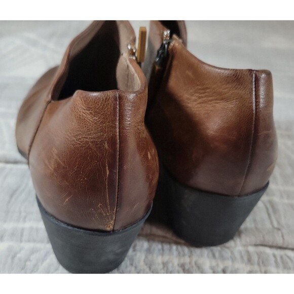 Dansko Brown Leather Ankle Booties Size 37 | Side Zip Comfort Heel Work Shoes - Picture 3 of 6